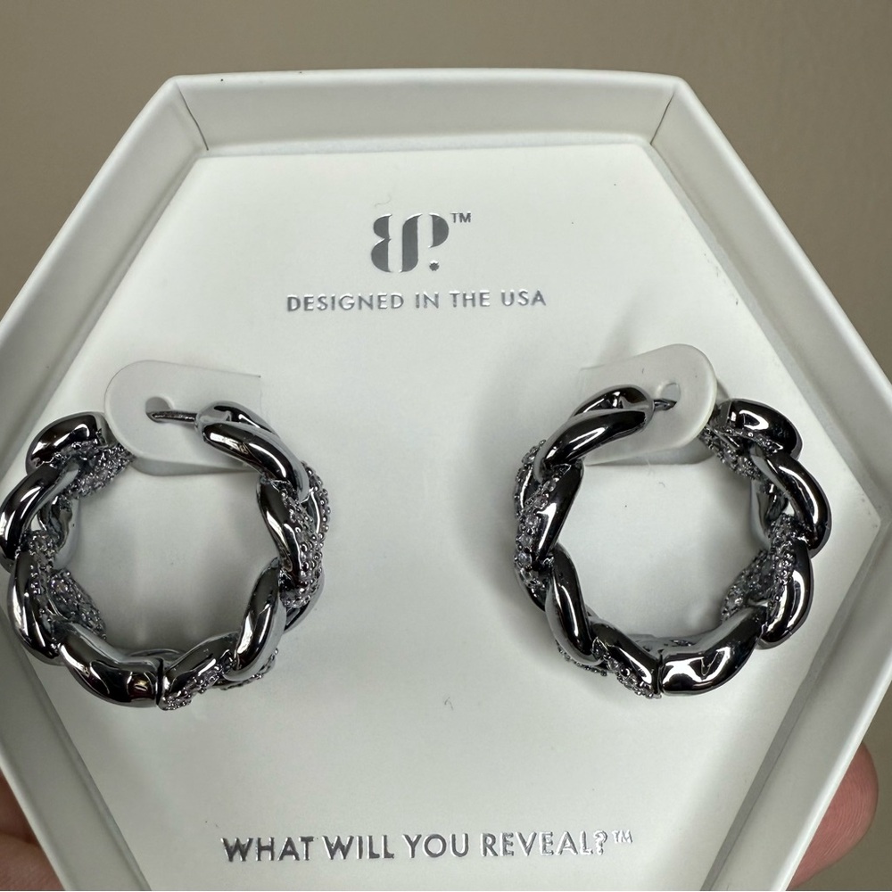 Stylish Silver Chain Hoop Earrings